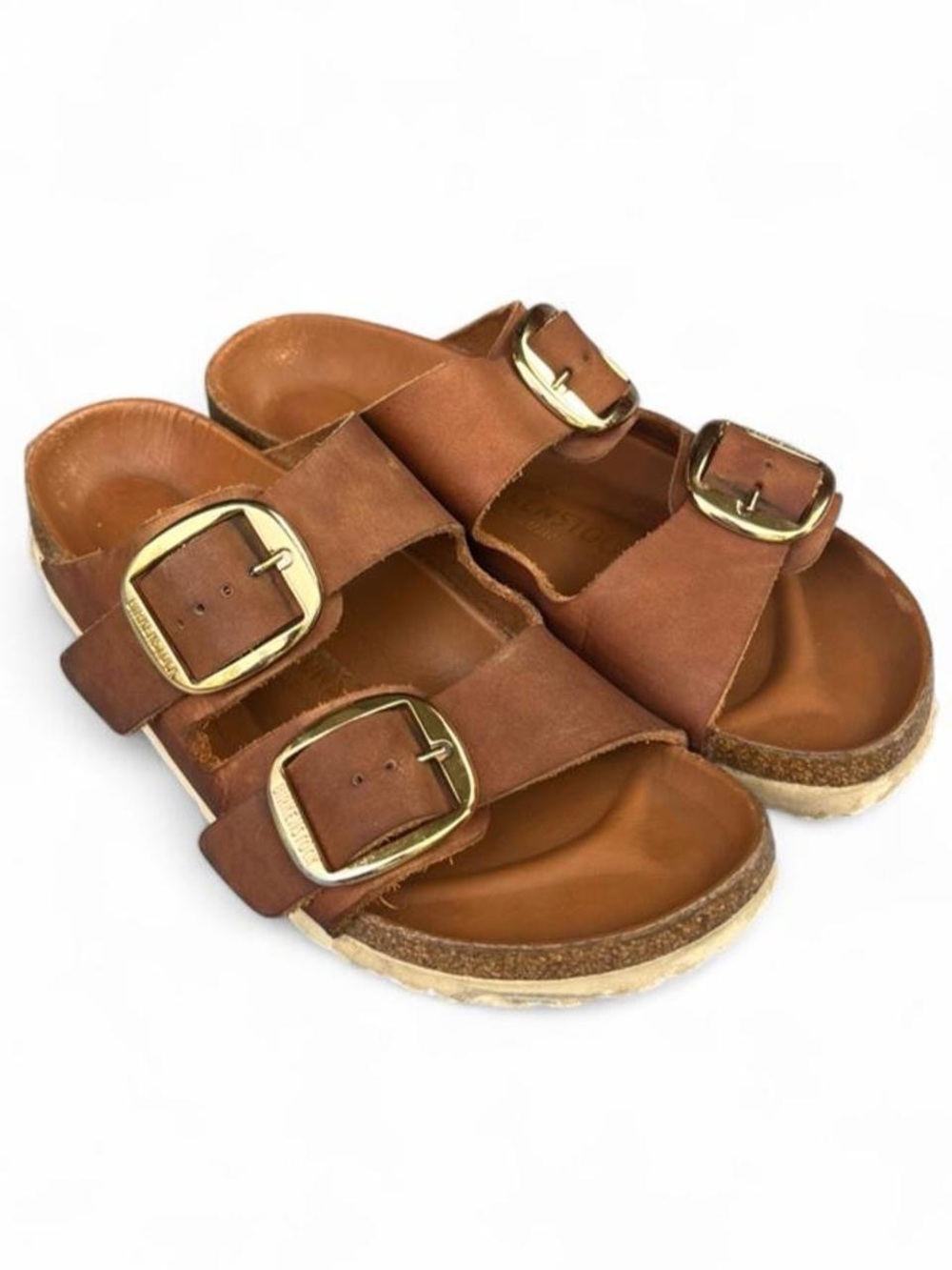 Birkenstock Arizona Big Buckle Oiled Leather Cognac Sandals EU 39 US 8 Narrow - Picture 1 of 8